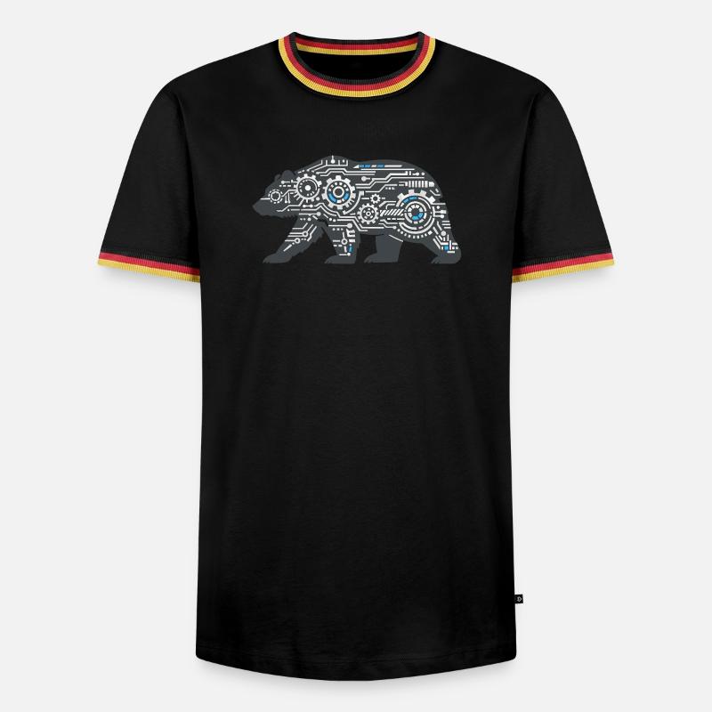 Kibernetic Bear Circuit Pattern - Men's Ringer Shirt - black/tricolour