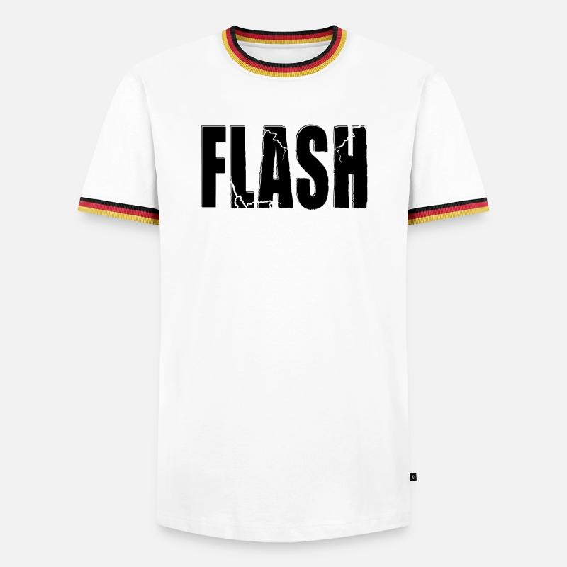 FLASH CLAIM mit Blitz - Männer Kontrast-T-Shirt - Weiß/Dreifarbig