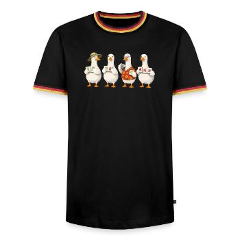 Mahjong goose - Männer Kontrast-T-Shirt - Schwarz/Dreifarbig - Vorne - AI Model Male 178 light (178cm) & AI Model Male 185 light (185cm)