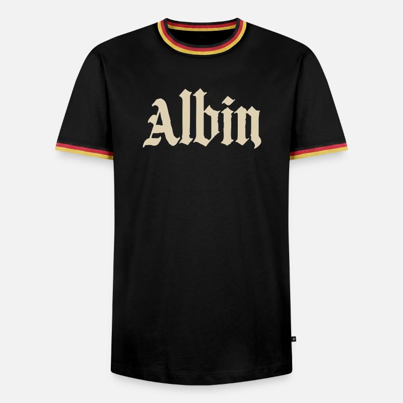 Abhin in Gothic Script - Men's Ringer Shirt - black/tricolour