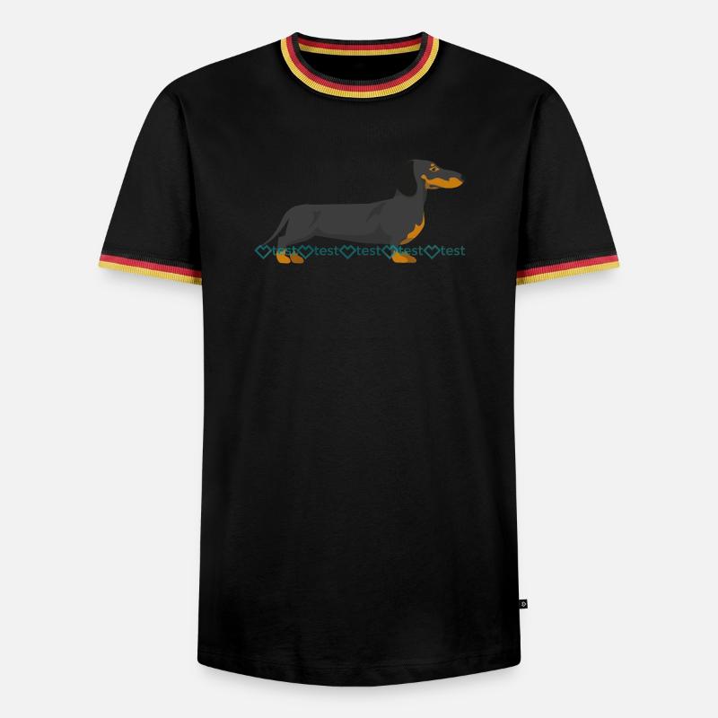 Dachshund silhouette with watermark pattern - Men's Ringer Shirt - black/tricolour
