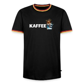 Coffee Mascot Splash - Men's Ringer Shirt - black/tricolour - Front - AI Model Male 178 light (178cm) & AI Model Male 185 light (185cm)