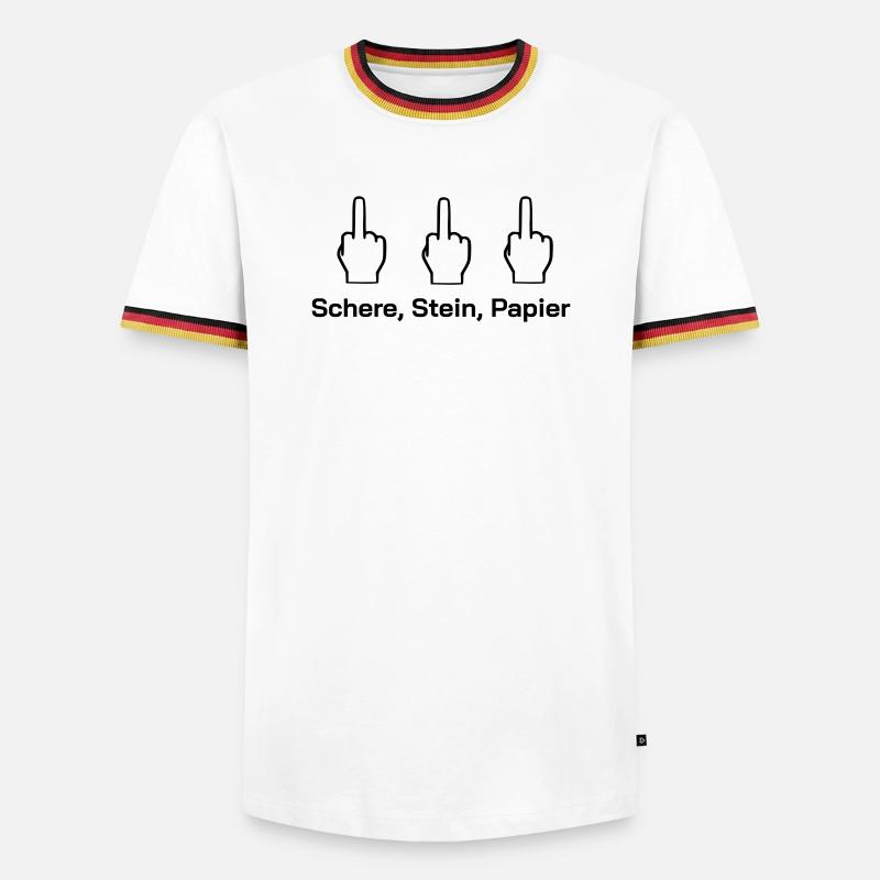 Schere Stein Papier - Männer Kontrast-T-Shirt - Weiß/Dreifarbig