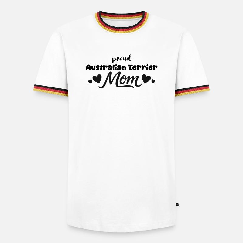 Stolze Aussie Terrier Mutter, Australischer - Männer Kontrast-T-Shirt - Weiß/Dreifarbig