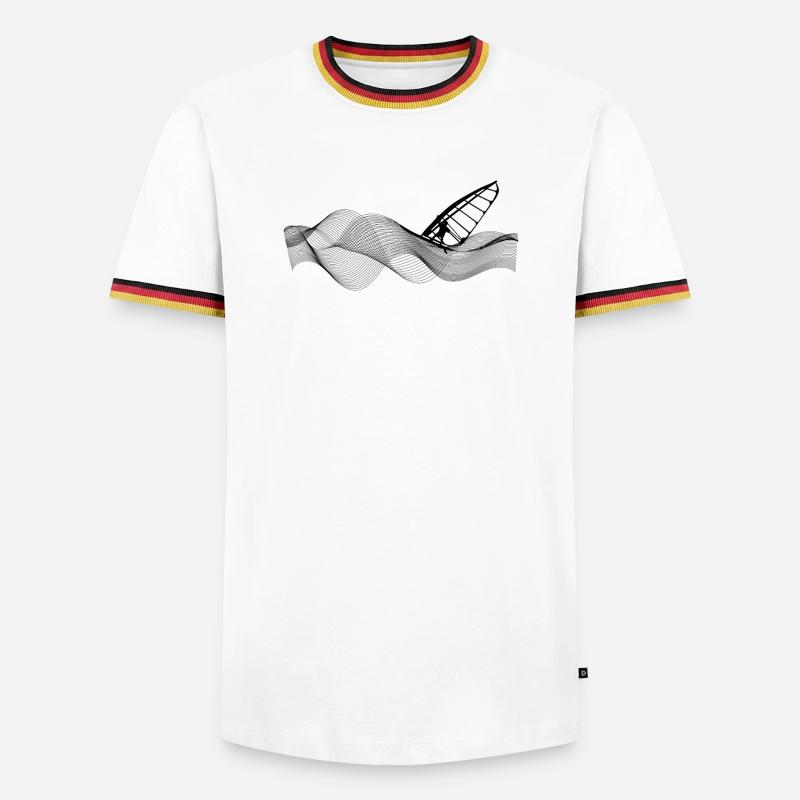 Windsurfer on wave structure - Men's Ringer Shirt - white/tricolour