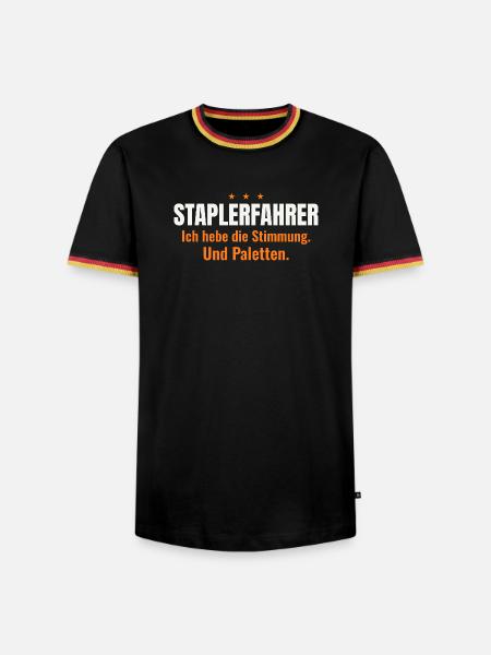 Staplerfahrer – Stimmung & Paletten (dunkel) - Männer Kontrast-T-Shirt - Schwarz/Dreifarbig