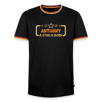 Anthony - Men's Ringer Shirt - black/tricolour - Front - AI Model Male 178 light (178cm) & AI Model Male 185 light (185cm)