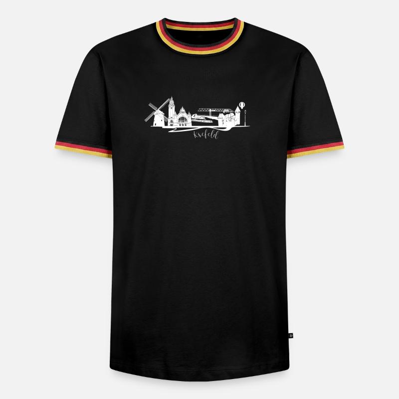 Krefeld skyline with windmill - Men's Ringer Shirt - black/tricolour