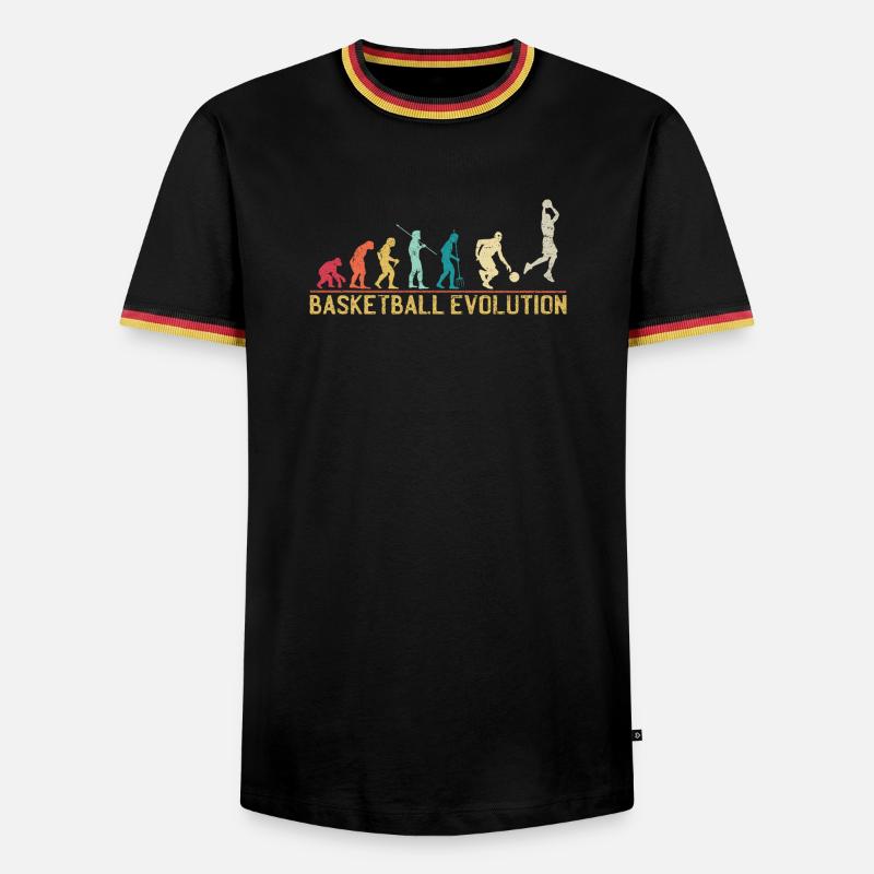 Basketball Evolution Progression Design - Men's Ringer Shirt - black/tricolour