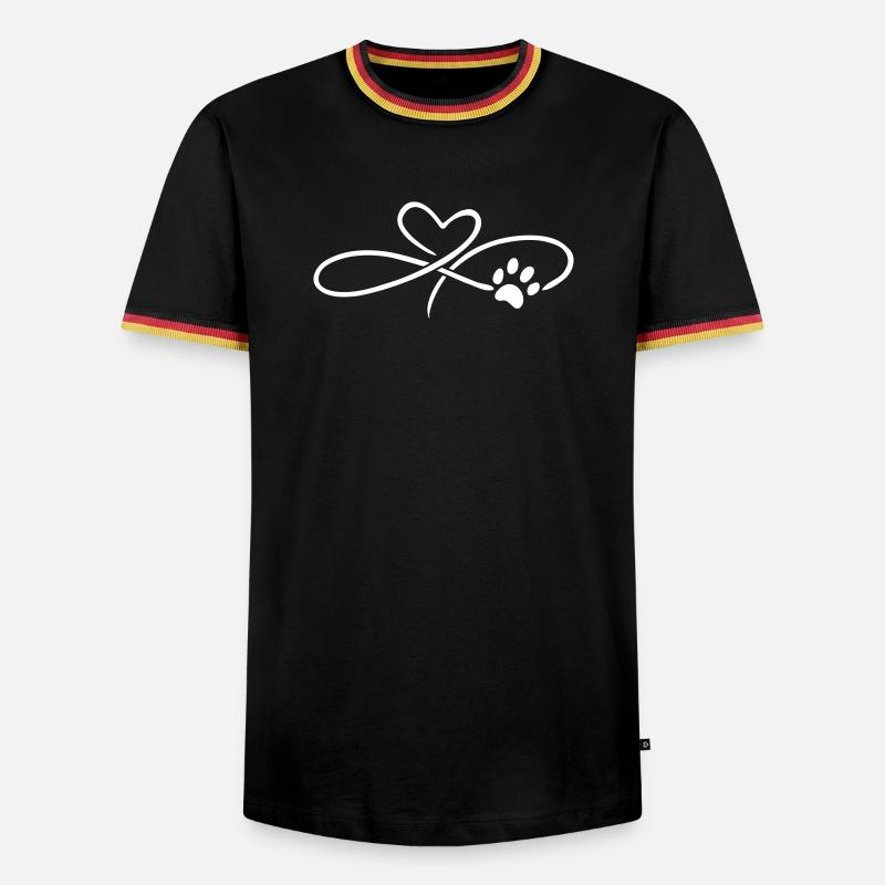 Infinity Herz mit Pfote Hund Katze - Männer Kontrast-T-Shirt - Schwarz/Dreifarbig