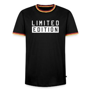 Limited edition - Men's Ringer Shirt - black/tricolour - Front - AI Model Male 178 light (178cm) & AI Model Male 185 light (185cm)