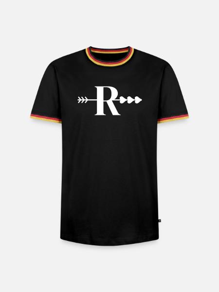 Buchstabe R Pfeilherz - Männer Kontrast-T-Shirt - Schwarz/Dreifarbig