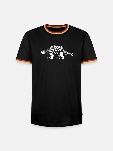 Stegosaurus Silhouette Dino Muster - Männer Kontrast-T-Shirt - Schwarz/Dreifarbig