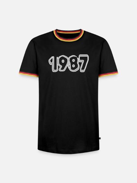 Jahreszahl 1987 - Männer Kontrast-T-Shirt - Schwarz/Dreifarbig