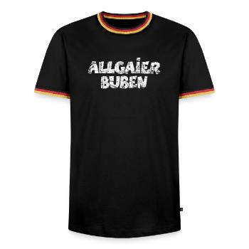 Allgaier Buben aus dem Allgäu (Vintage/Weiß) - Männer Kontrast-T-Shirt - Schwarz/Dreifarbig - Vorne - AI Model Male 178 light (178cm) & AI Model Male 185 light (185cm)