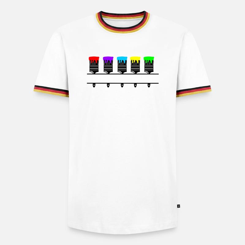 Farbpinsel mit leerer Aussparung - Männer Kontrast-T-Shirt - Weiß/Dreifarbig