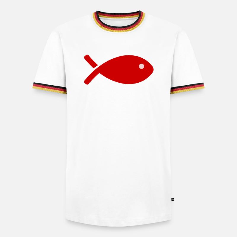 FISCH - Männer Kontrast-T-Shirt - Weiß/Dreifarbig