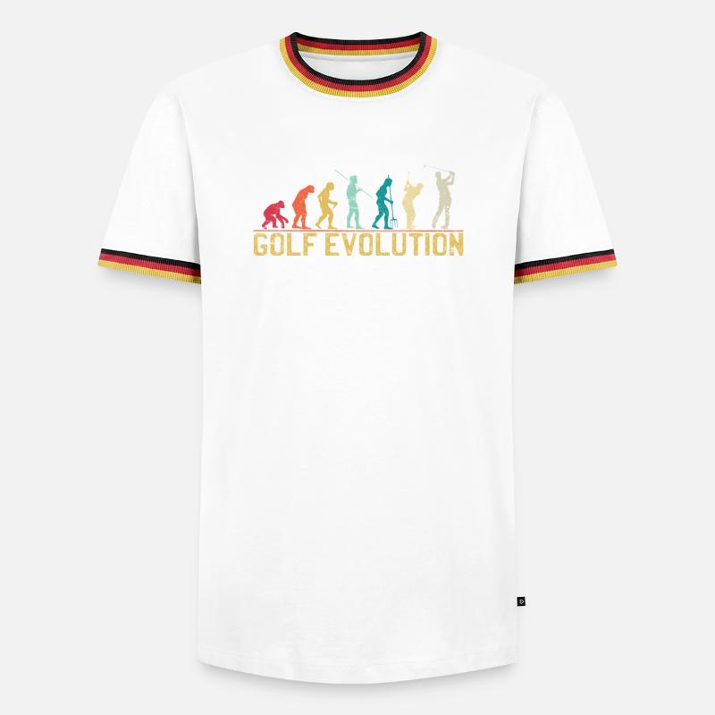 Golf Evolution Silhouette Design - Männer Kontrast-T-Shirt - Weiß/Dreifarbig