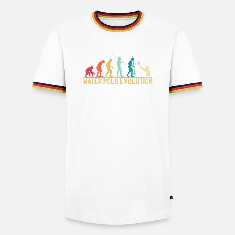 Wasserball Evolution Progression Design - Männer Kontrast-T-Shirt - Weiß/Dreifarbig