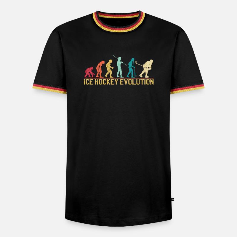  Hockey Evolution Silhouette Design - Men's Ringer Shirt - black/tricolour
