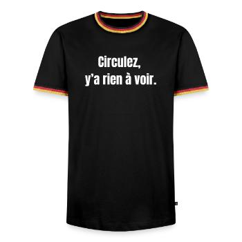 Circulate Nothing to See Typography - Men's Ringer Shirt - black/tricolour - Front - AI Model Male 178 light (178cm) & AI Model Male 185 light (185cm)