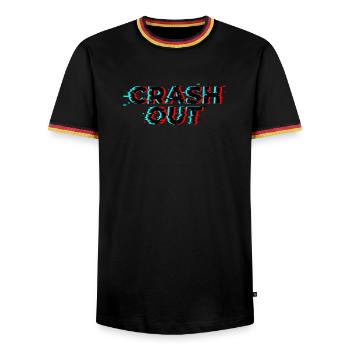 Crash Out - Glitch Style Black Red Cyan - Men's Ringer Shirt - black/tricolour - Front - AI Model Male 178 light (178cm) & AI Model Male 185 light (185cm)