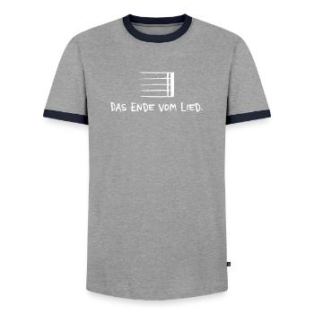 La fin de la chanson – jeu de mots musical drôle - T-shirt contrasté Homme - gris/marine  - Devant - AI Model Female 172 light (172cm) & AI Model Male 178 light (178cm)