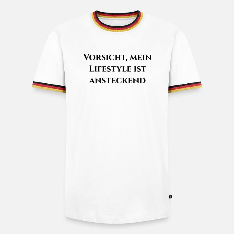 Attention, Premium comes through - Men's Ringer Shirt - white/tricolour