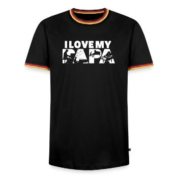 Ich liebe die musikalische Silhouette meines Papa-Klavierspielers - Männer Kontrast-T-Shirt - Schwarz/Dreifarbig - Vorne - AI Model Male 178 light (178cm) & AI Model Male 185 light (185cm)