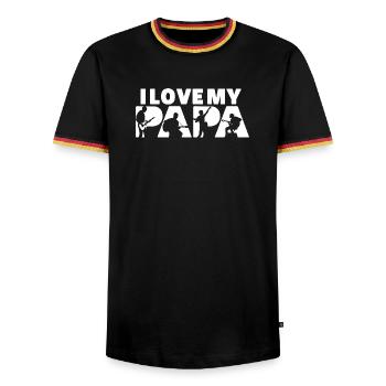 I Love My Papa Guitarist Musician Silhouette - Men's Ringer Shirt - black/tricolour - Front - AI Model Male 178 light (178cm) & AI Model Male 185 light (185cm)