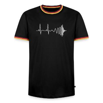Gravitational Waves Heartbeat LIGO Chirp Signal - Men's Ringer Shirt - black/tricolour - Front - AI Model Male 178 light (178cm) & AI Model Male 185 light (185cm)