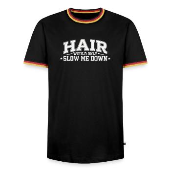 Hair Would Only Slow Me Down Funny Saying For - Men's Ringer Shirt - black/tricolour - Front - AI Model Male 178 light (178cm) & AI Model Male 185 light (185cm)