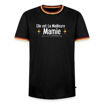 Cadeau Mamie Lettre et Étoiles - T-shirt contrasté Homme - noir/tricolore - Devant - AI Model Male 178 light (178cm) & AI Model Male 185 light (185cm)