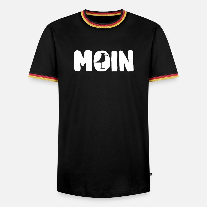 Moin mit die Möwe - Männer Kontrast-T-Shirt - Schwarz/Dreifarbig