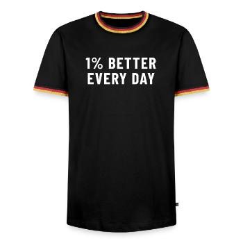 1 % mieux chaque jour - T-shirt contrasté Homme - noir/tricolore - Devant - AI Model Male 178 light (178cm) & AI Model Male 185 light (185cm)