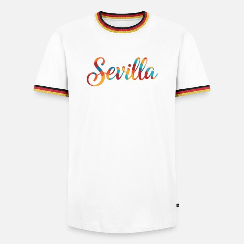 Seville Rainbow Script - Men's Ringer Shirt - white/tricolour