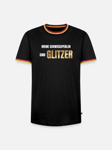 Meine Schweißperlen sind Glitzer - Männer Kontrast-T-Shirt - Schwarz/Dreifarbig