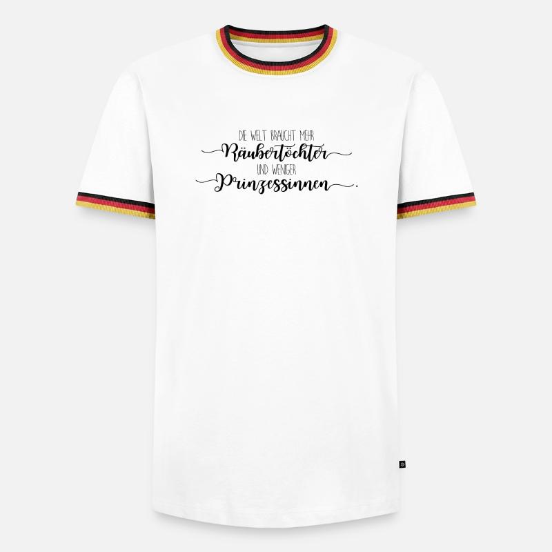 Räubertochter oder Prinzessin - schwarz - Männer Kontrast-T-Shirt - Weiß/Dreifarbig