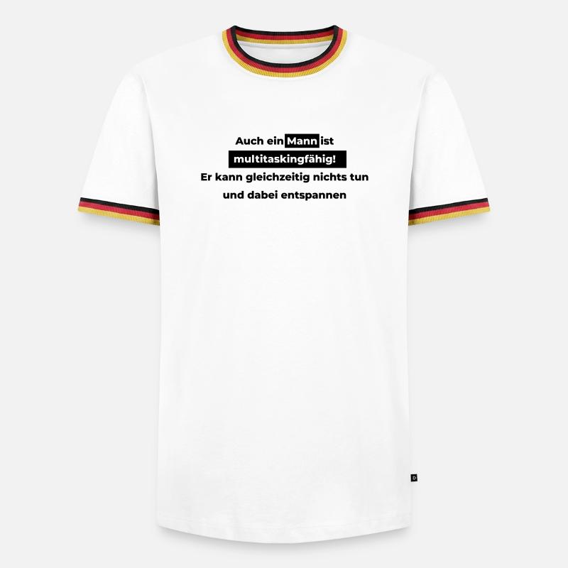 Auch ein Mann ist multitaskingfähig. - Männer Kontrast-T-Shirt - Weiß/Dreifarbig