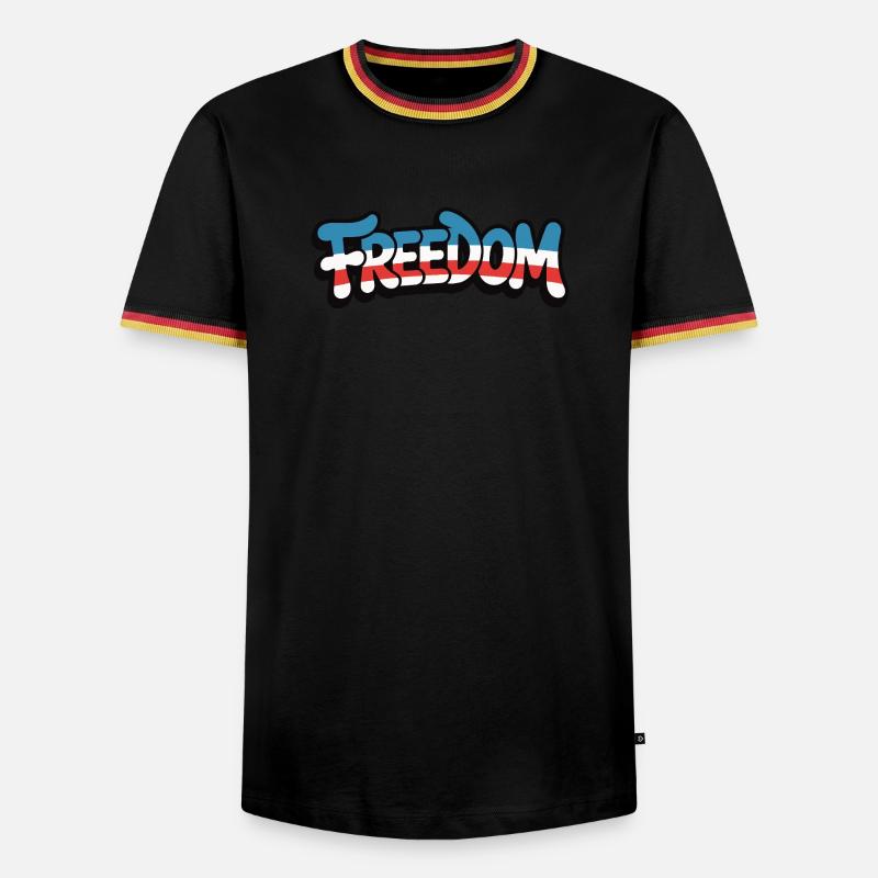 Freedom Typografie Statement Design - Männer Kontrast-T-Shirt - Schwarz/Dreifarbig