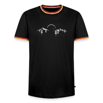 Silhouette de forêt de montagne au clair de lune - T-shirt contrasté Homme - noir/tricolore - Devant - AI Model Male 178 light (178cm) & AI Model Male 185 light (185cm)