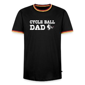 Radball, DAD, Radballer, Hallenradsport, Papa - Männer Kontrast-T-Shirt - Schwarz/Dreifarbig - Vorne - AI Model Male 178 light (178cm) & AI Model Male 185 light (185cm)