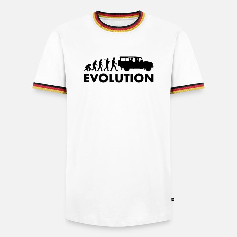 Defender 110 Evolution - Männer Kontrast-T-Shirt - Weiß/Dreifarbig