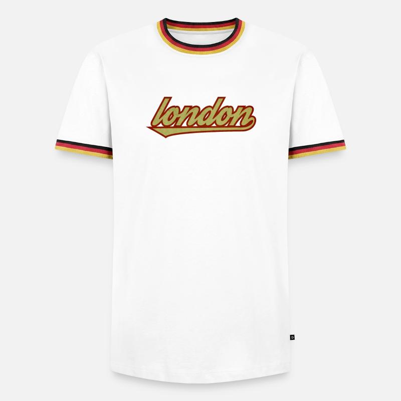 London Retro Script Logo - Männer Kontrast-T-Shirt - Weiß/Dreifarbig