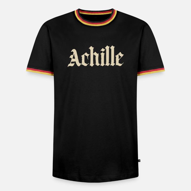 Achille Gothic script - Men's Ringer Shirt - black/tricolour