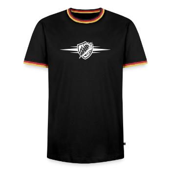Döner Symbol Dönerskeß - Men's Ringer Shirt - black/tricolour - Front - AI Model Male 178 light (178cm) & AI Model Male 185 light (185cm)