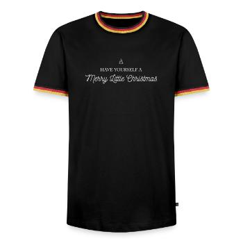 Merry Little Christmas Typography - Men's Ringer Shirt - black/tricolour - Front - AI Model Male 178 light (178cm) & AI Model Male 185 light (185cm)