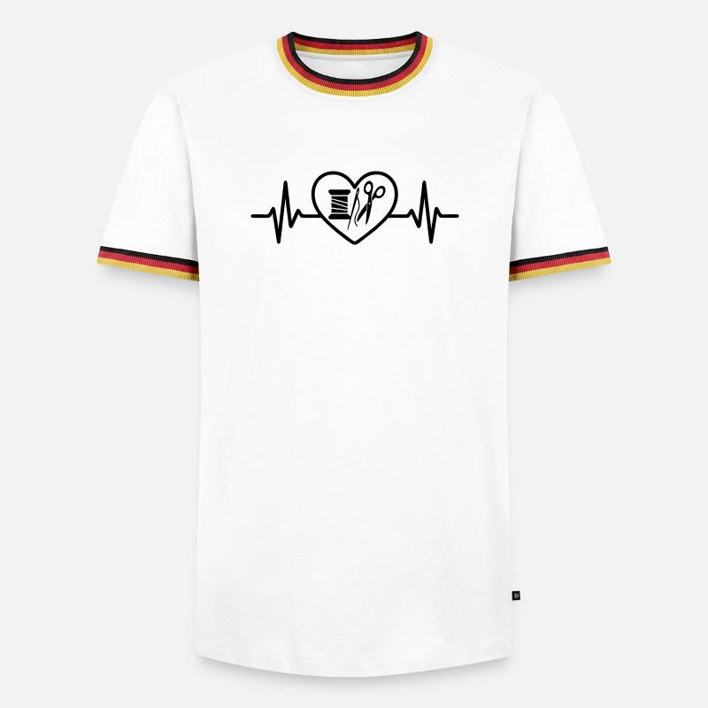 Sewing Spool Needle Scissors Heart - Men's Ringer Shirt - white/tricolour