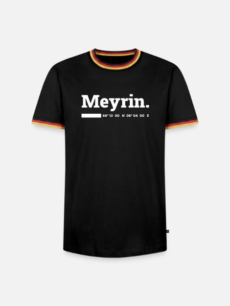Meyrin Koordinaten - Männer Kontrast-T-Shirt - Schwarz/Dreifarbig
