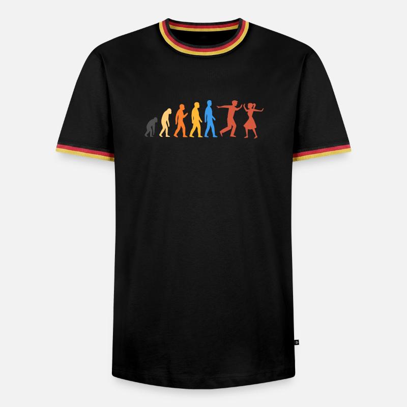 Swing-Tanz - Die höchste Stufe der Evolution - Männer Kontrast-T-Shirt - Schwarz/Dreifarbig